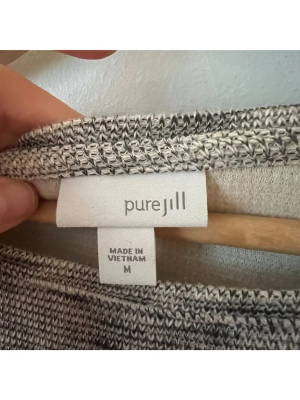 J. Jill Pure Jill Marble Textured Black and White 3/4 Sleeve Sweater Women's M